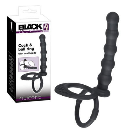 Anel Duplo & Tira Bolas Anal -  Black Velvets