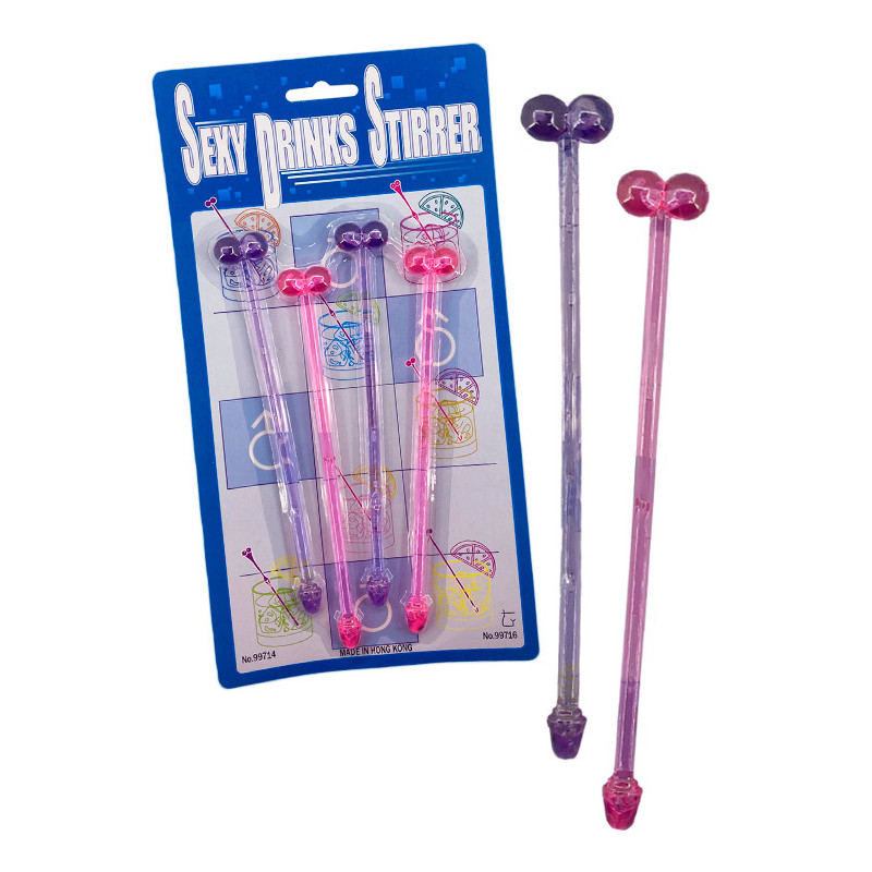 Pauzinho para misturar cocktails em forma de pénis - 4 unidades