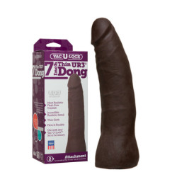 Dildo Realístico Fino Doc Jonhson VAC-U-LOCK Escuro - 17cm