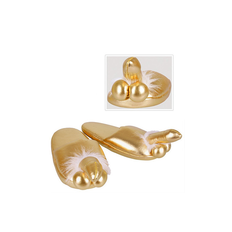 Pantufas Douradas Com Pénis Pantufas Douradas Com Pénis
