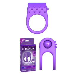 Anel De Ereção Com Vibração Dupla Argola - Roxo