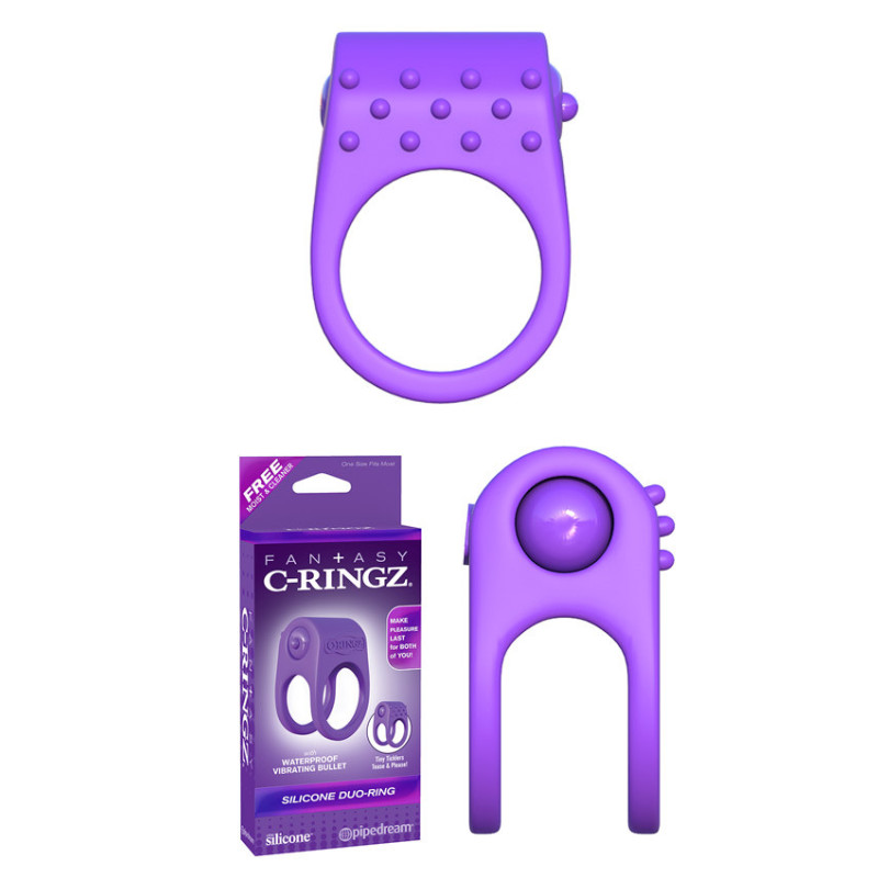 Anel De Ereção Com Vibração Dupla Argola - Roxo Anel De Ereção Com Vibração Dupla Argola - Roxo