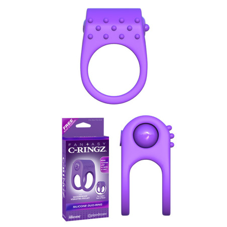Anel De Ereção Com Vibração Dupla Argola - Roxo
